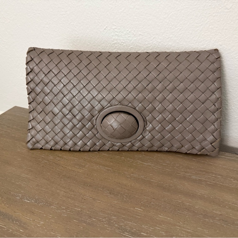 Inspired Leather and Suede Woven Clutch
